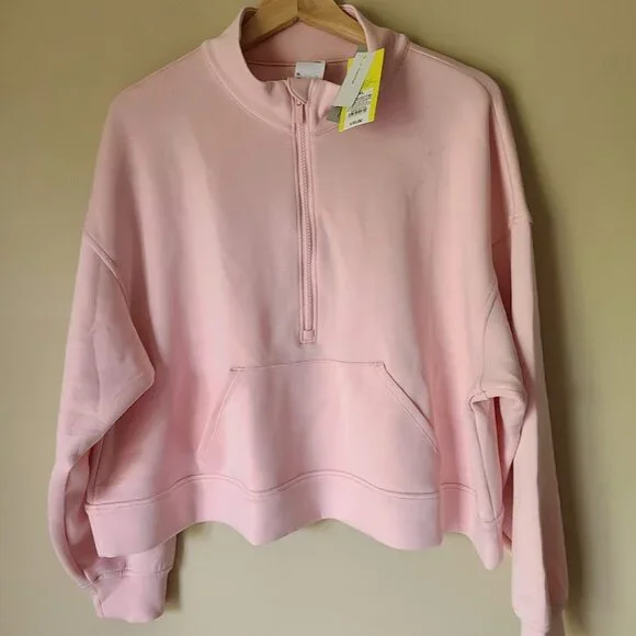 All In Motion Women's Sandwash Half Zip Pullover, Light Pink, Size XL - Picture 1 of 4